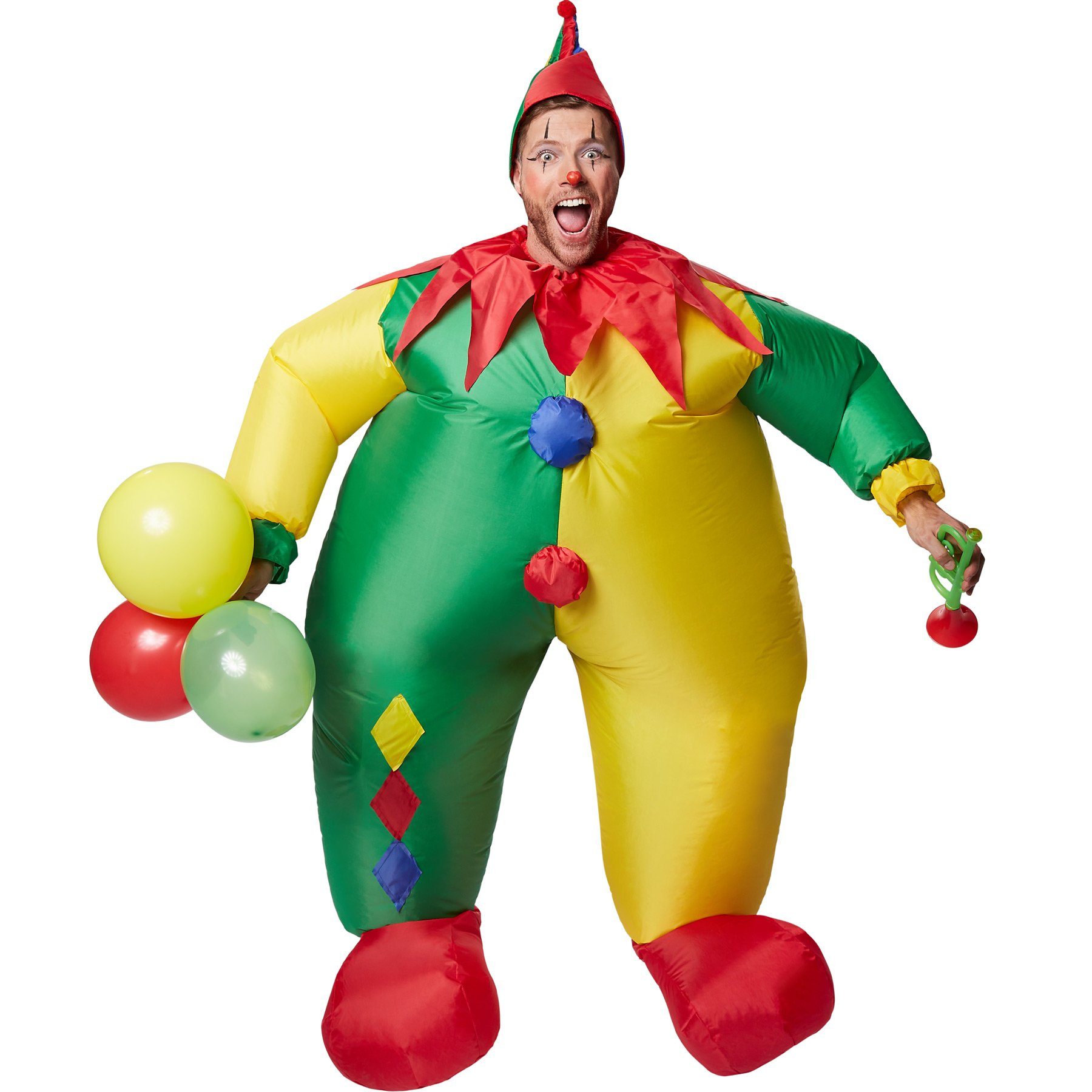 dressforfun Kostüm Selbstaufblasbares Kostüm Clown, Aus sehr leichtem, strapazierfähigem Polyester-Gewebe