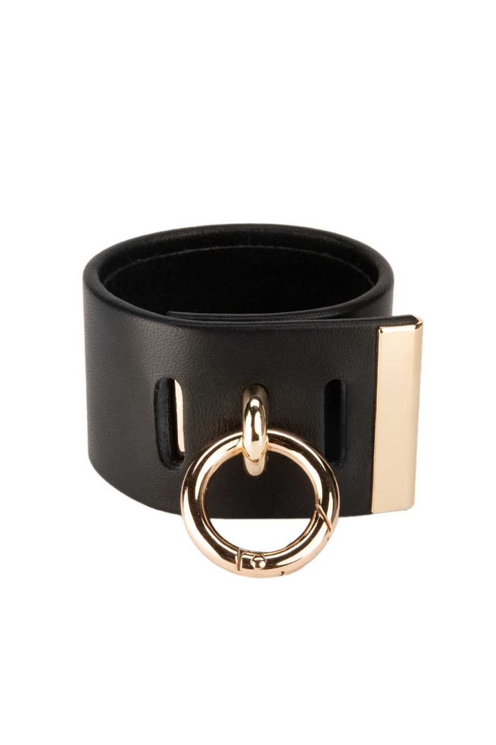 Asche & Gold Lederarmband Beatrice Armband Cuff schwarz/gold S