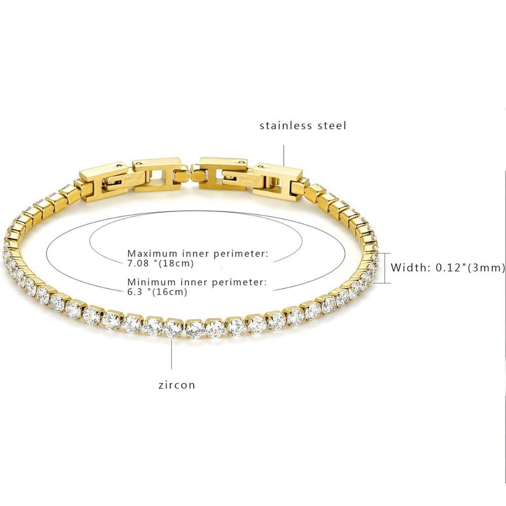 ROUGEMONT Tennisarmband Damen Tennisarmband 3mm Edelstahlarmband Zirkoniaar günstig online kaufen