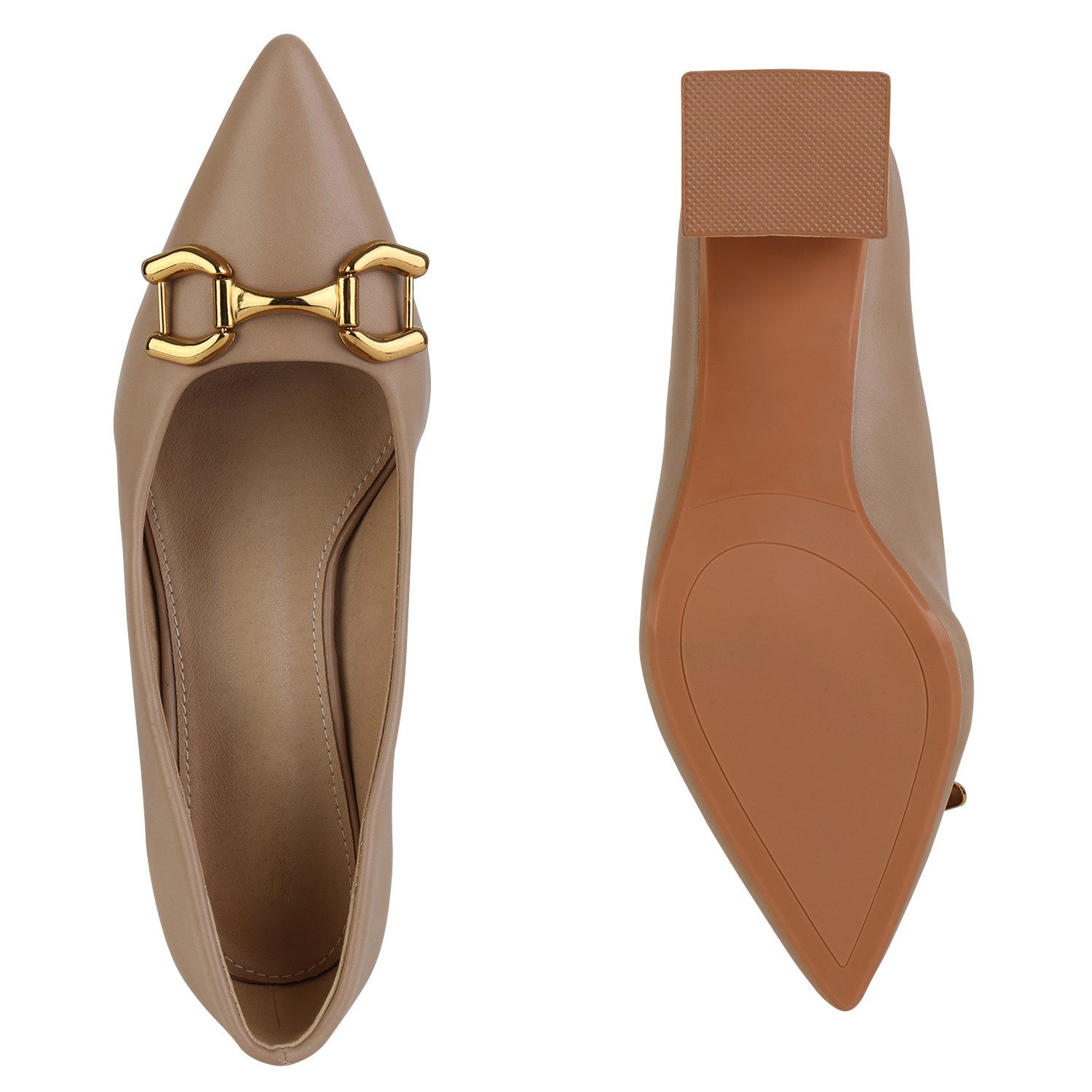 VAN HILL 839877 Pumps Damen Klassische Pumps Blockabsatz Spitze Ketten