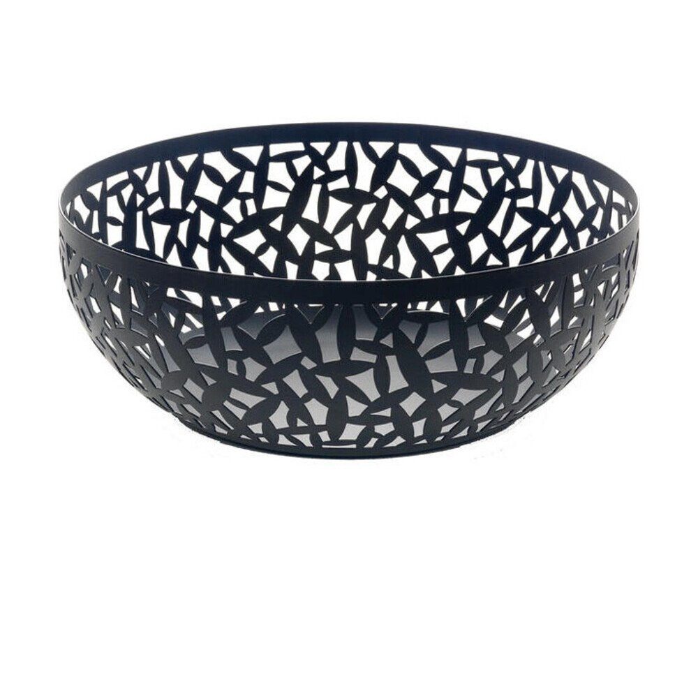Alessi Obstschale Obstschale 29 cm Cactus! schwarz, Edelstahl, Deckel zur Schüssel, Ø24cm, Akazienholz, natur
