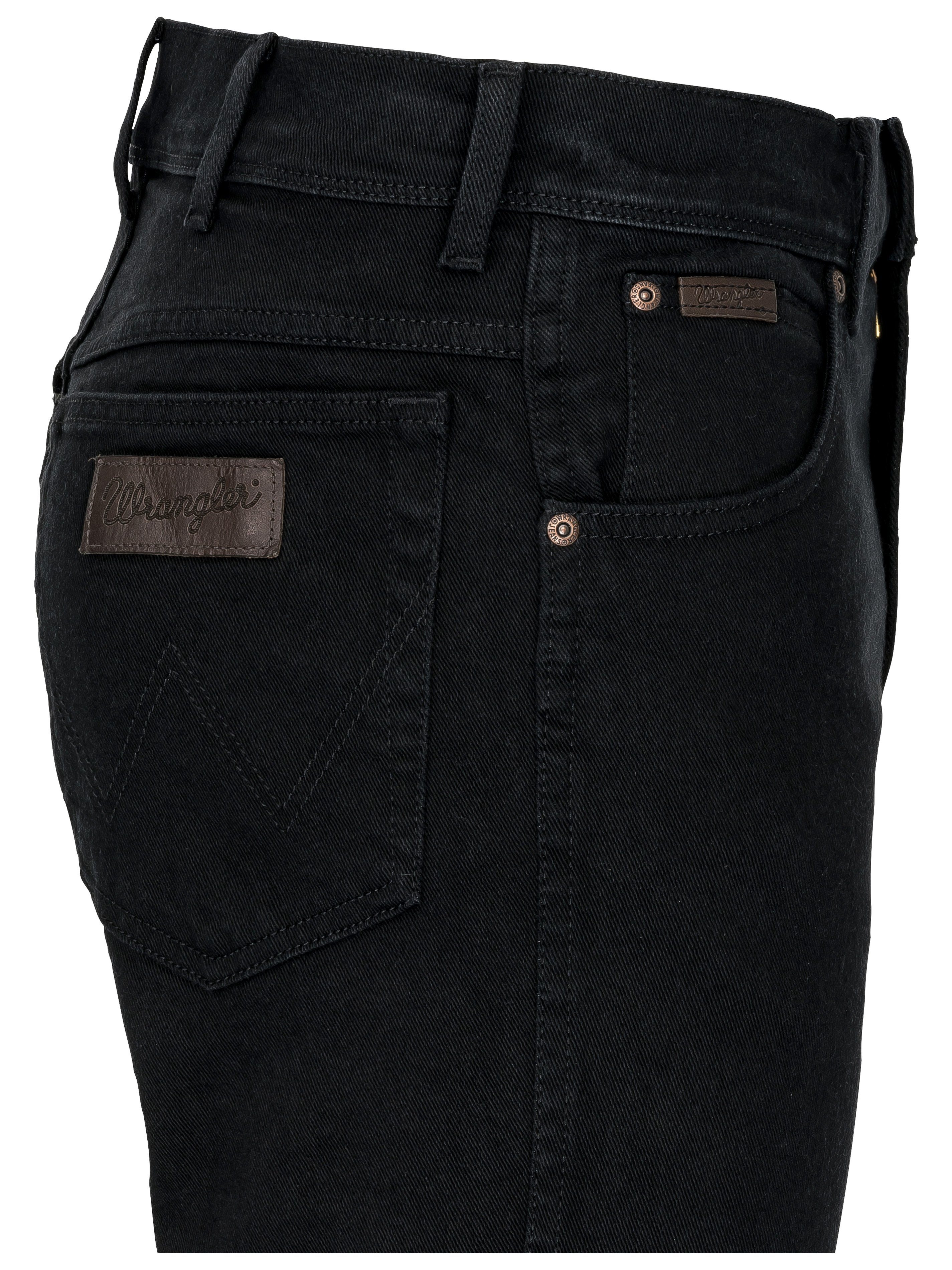 Wrangler Straight Black Gürtel Overdye Herrenjeans + schwarzer Gürtel mit Jeans Straight-Jeans Texas Authentic Stretch