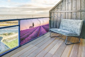 MuchoWow Balkonsichtschutz Lavendel - Sonnenuntergang - Lila - Blumen (1-St) Balkonbanner, Sichtschutz für den Balkon, Robustes und wetterfest