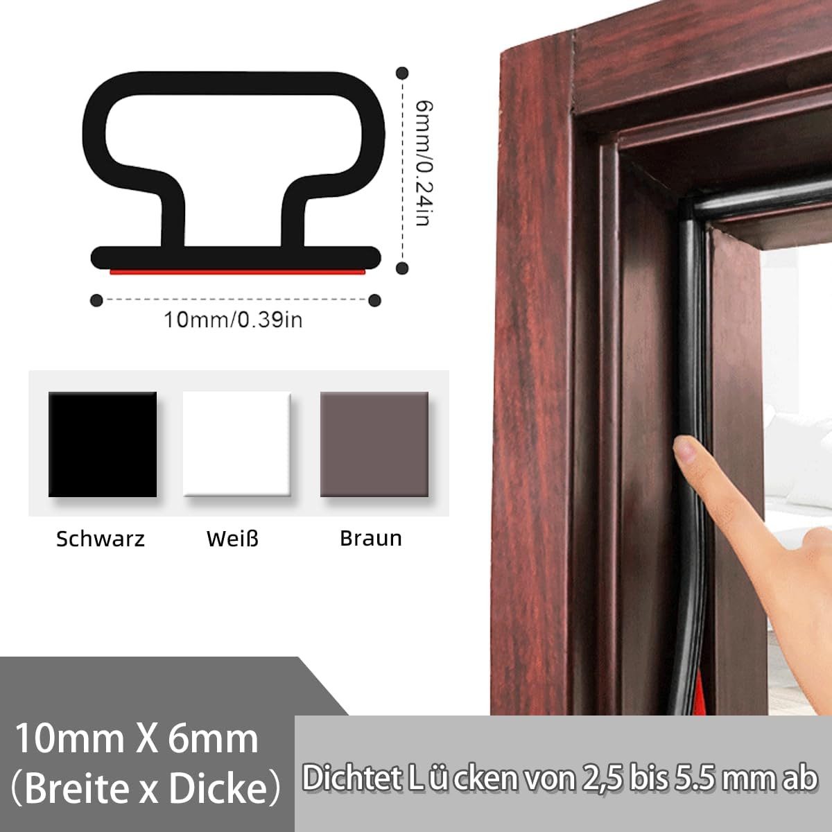 FELIXLEO Dichtungsband Türdichtung Dichtungsband Selbstklebend, Flexibel, Wasserdicht 6M, (1-St) – Bild 2 von 5