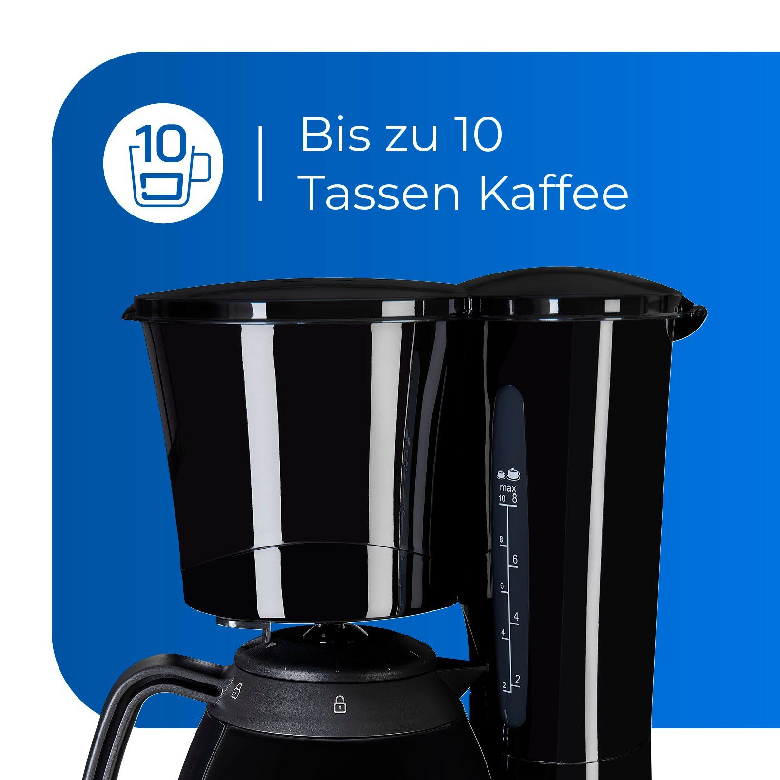 exquisit Filterkaffeemaschine KA 6502 sw, 1l Kaffeekanne, Papierfilter 1x4, inkl. 2 Thermokannen