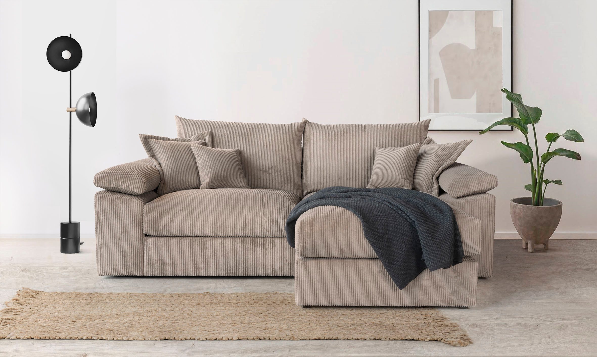 Home affaire Ecksofa Soft&Cosy XL L-Form, B: 246 cm - OTTO. Verlässliche Qualität., Mega-Sofa, Cord oder Chenille-Struktur, mit Federkern & 4 Zierkissen
