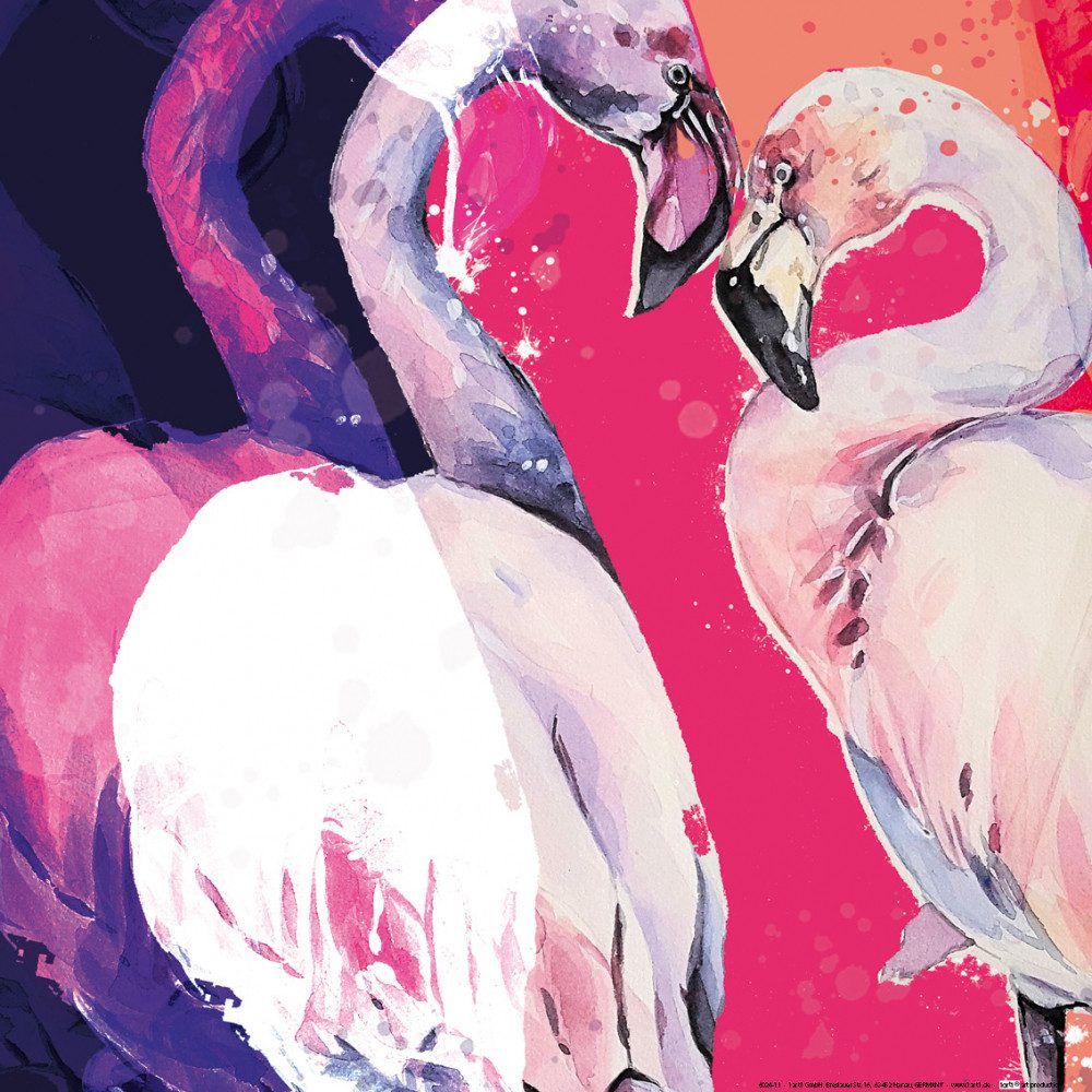 1art1 Poster Flamingos Kunstdruck Bild - Flamingo Love (40 x 40 cm)