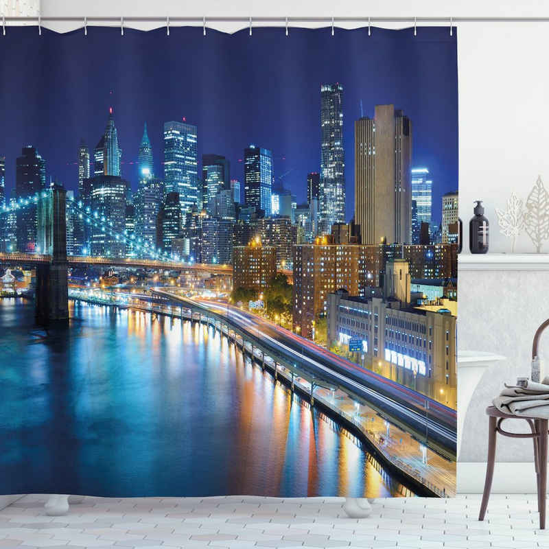 Abakuhaus Duschvorhang Moderner Digitaldruck mit 12 Haken auf Stoff Wasser Resistent Breite 175 cm, Höhe 180 cm, Stadt Ansicht von New York City