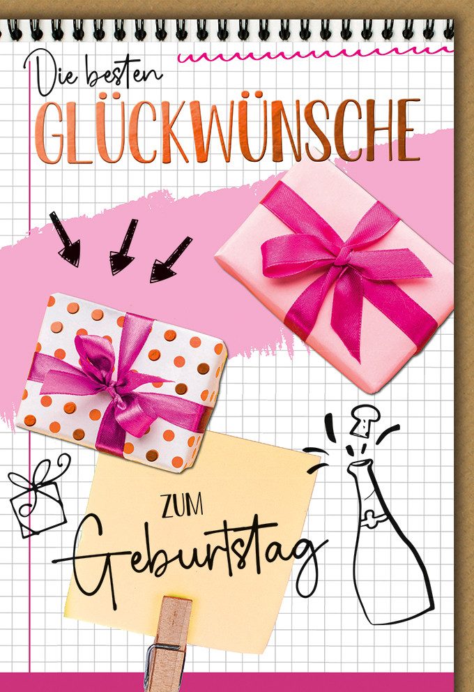Grußkarten Geburtstag - Karte mit Umschlag - Geschenke mit Notizen