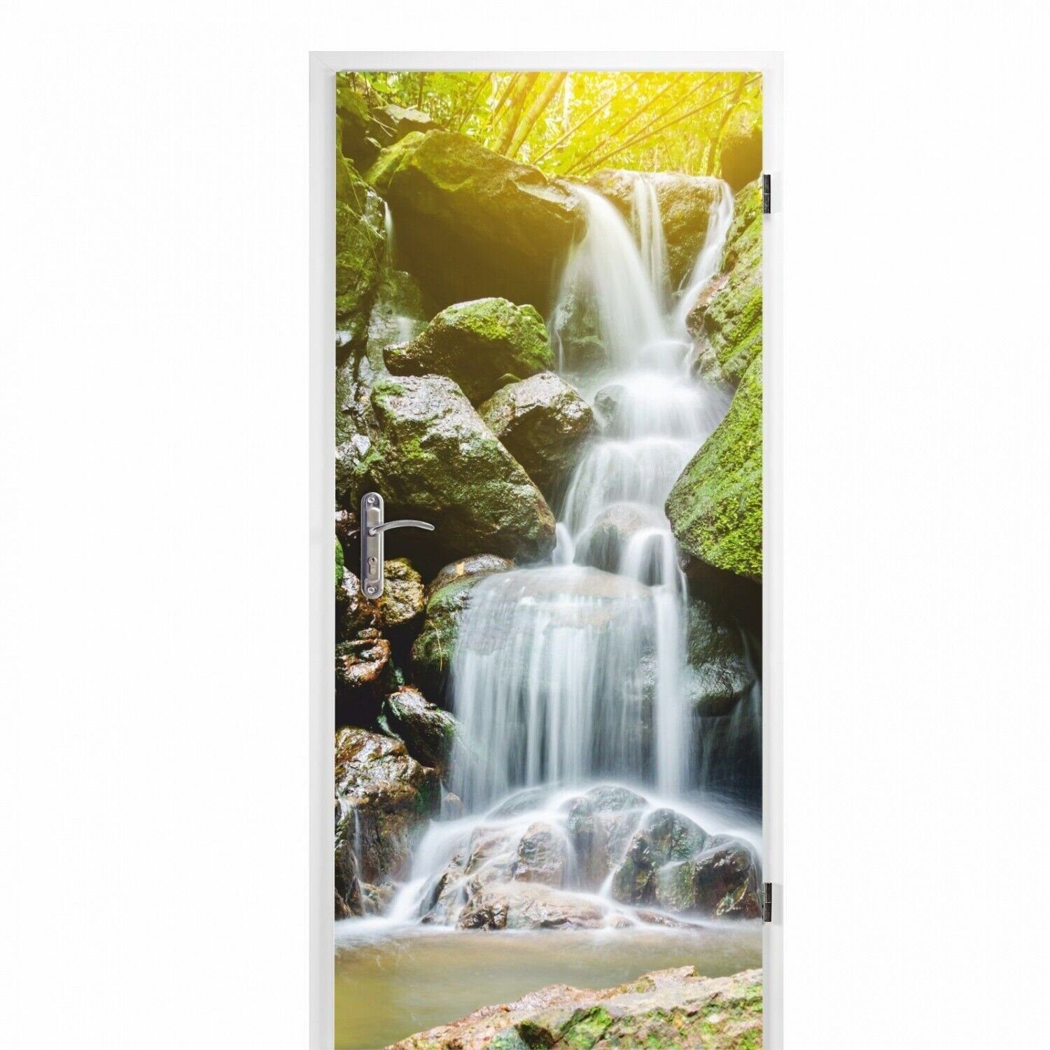 nikima Wandtattoo TB-06 selbstklebendes Türbild – Wasserfall (PVC-Folie), 0,9 x 2 m selbstklebende Folie