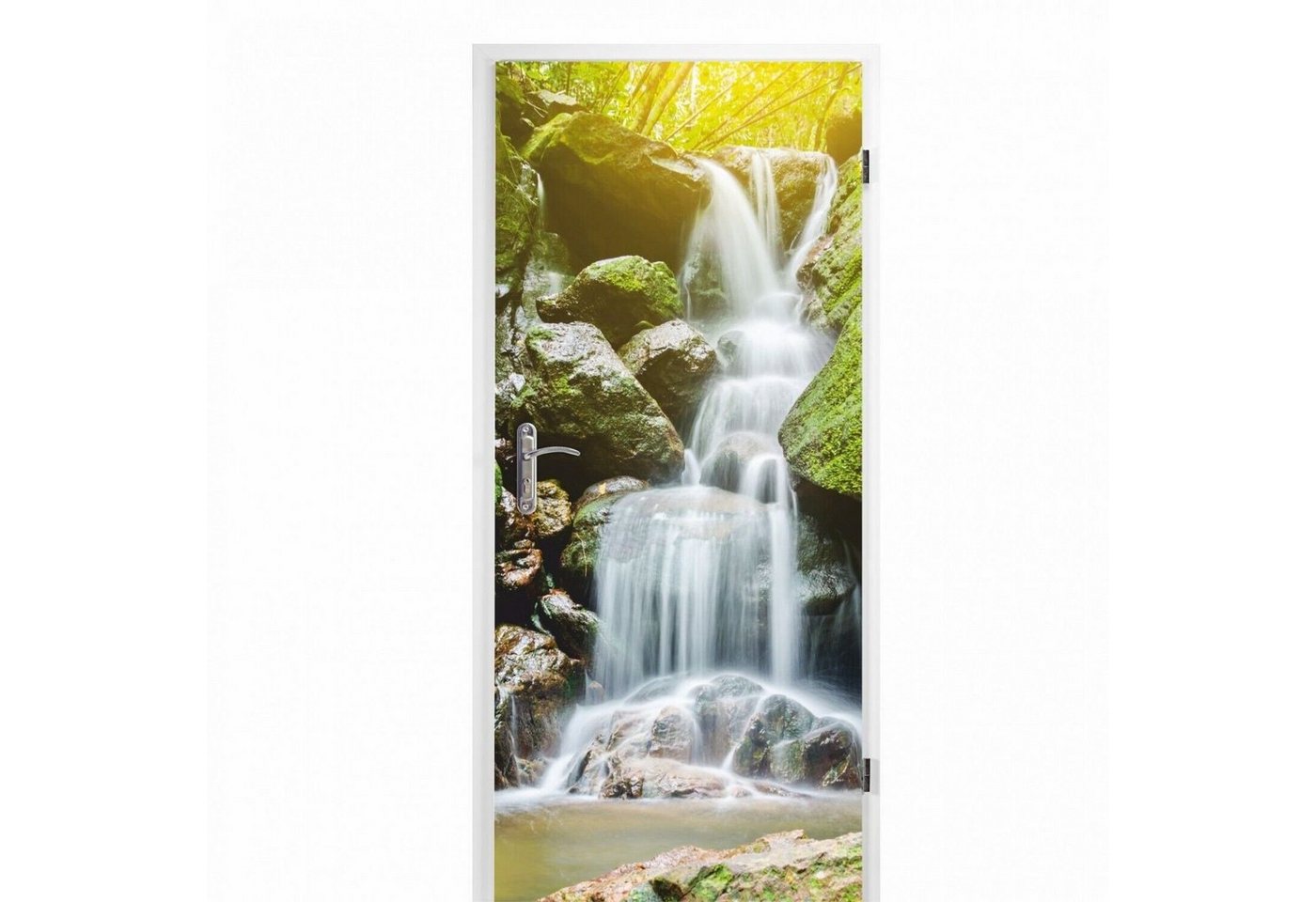 nikima Wandtattoo TB-06 selbstklebendes Türbild – Wasserfall (PVC-Folie), 0,9 x 2 m selbstklebende Folie