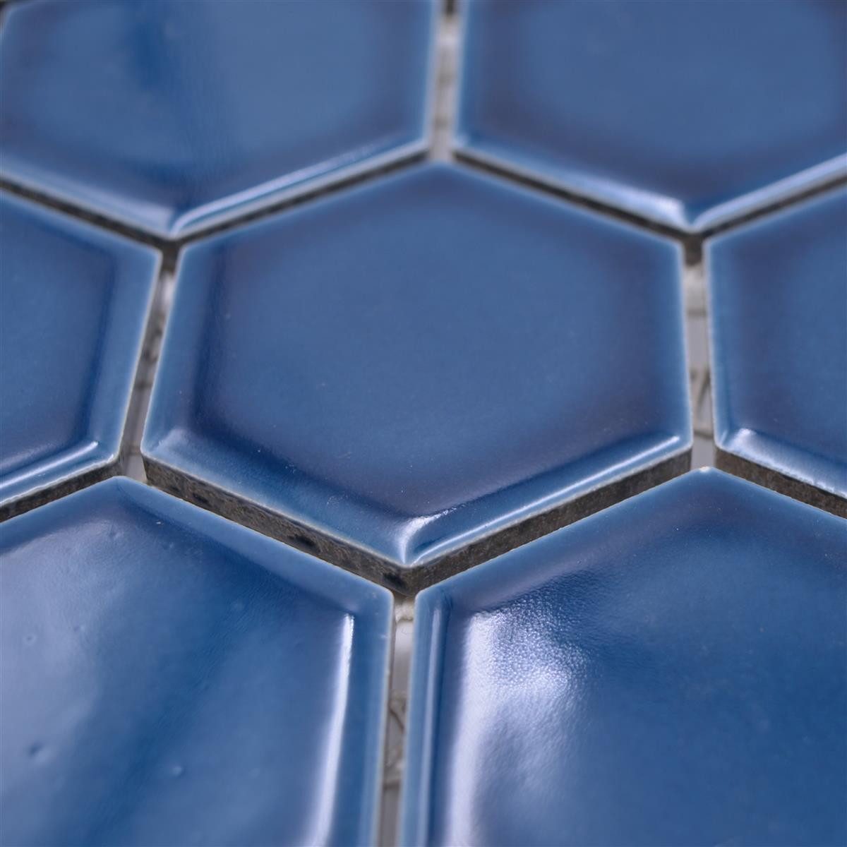 Mosafil Mosaikfliesen Keramikmosaik Fliesen Salomon Hexagon H51, Keramik 28.100x32.500, grün-blau, Verlegefertig auf ein Netz geklebt - Frostsicher - Wasserfest
