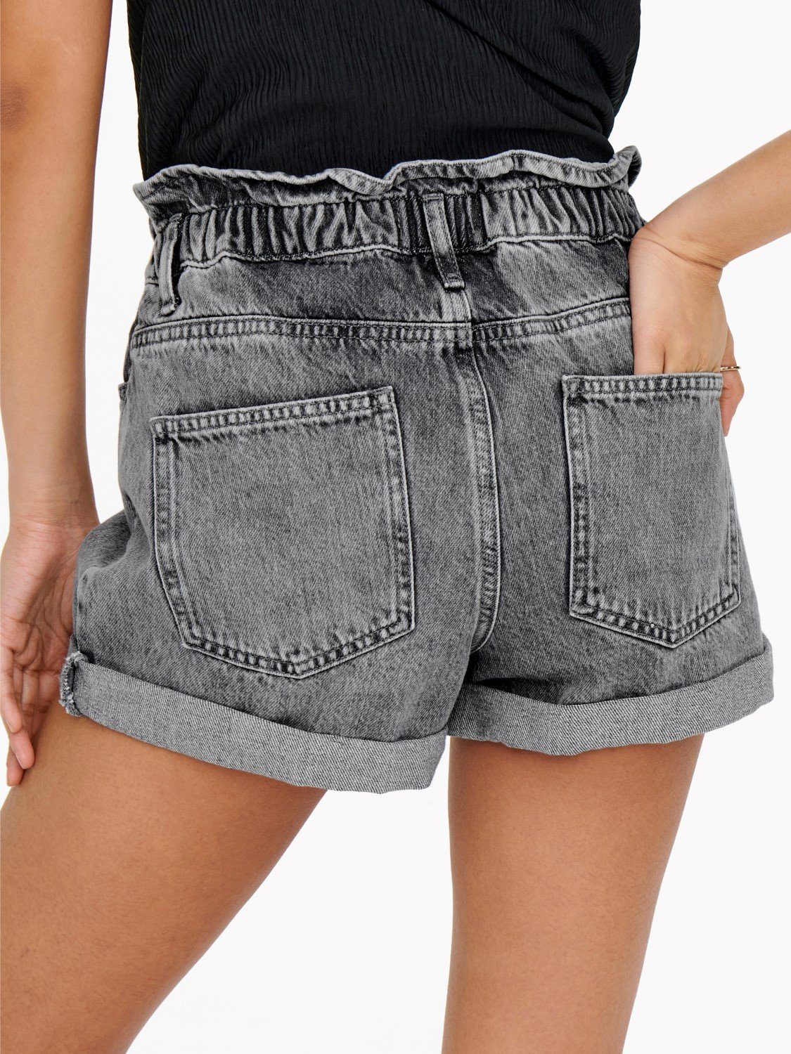 ONLY Jeansshorts Kurzes Design Denim Jeans mit elastischem Bund ONLCUBA (1-tlg) ONLCUBA PAPERBAG DNM SHORTS NOOS