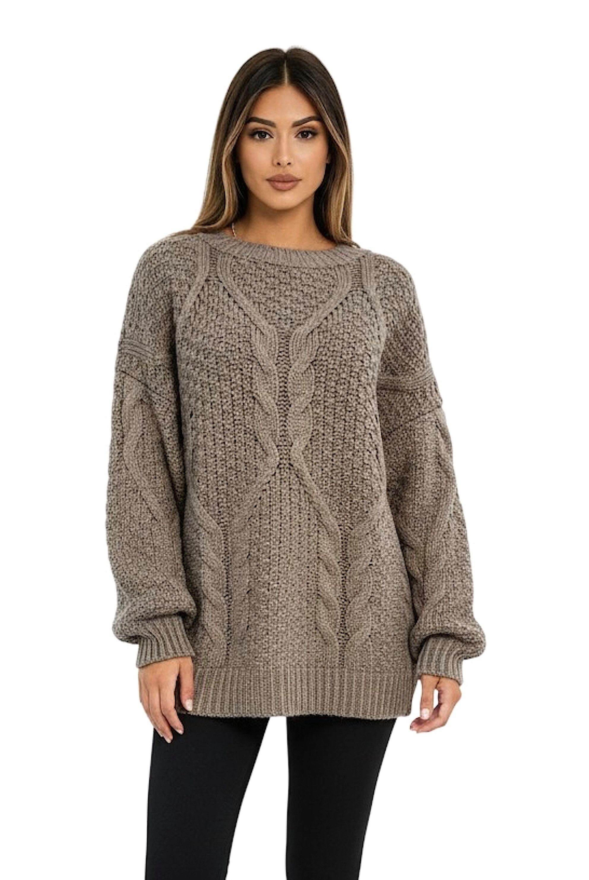 Worldclassca Longpullover WORLDCLASSCA Oversize Strickpulllover Lang Zopf M günstig online kaufen