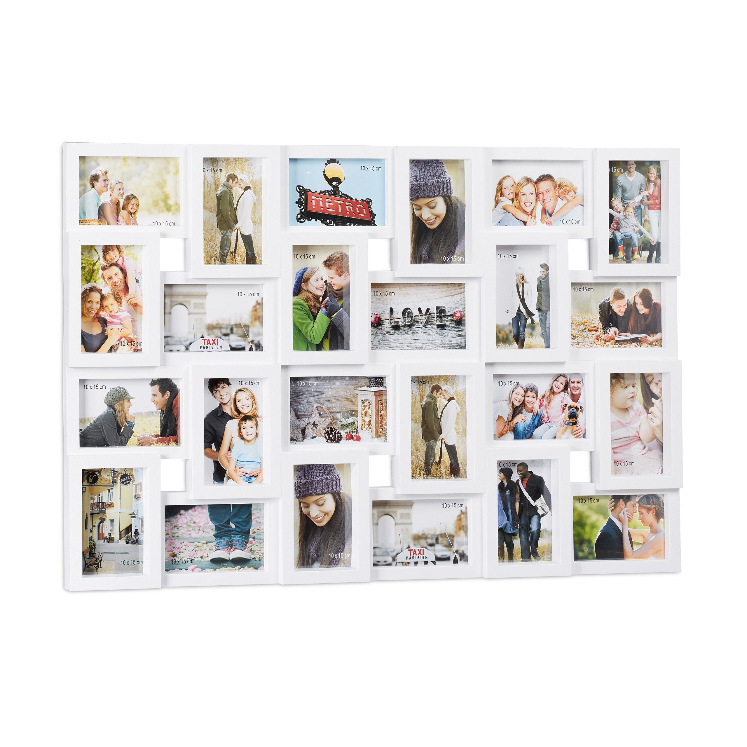 relaxdays Bilderrahmen Collagen 24 Bild, Weiß günstig online kaufen