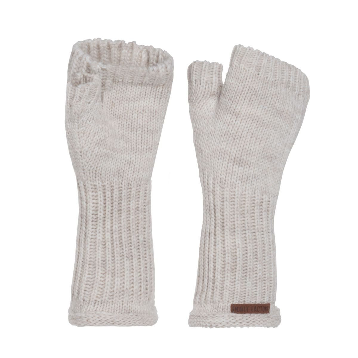 Knit Factory Strickhandschuhe Cleo Handschuhe One Size Glatt Beige (1-St) Handschuhe Handstulpen Handschuhe ihne Finger