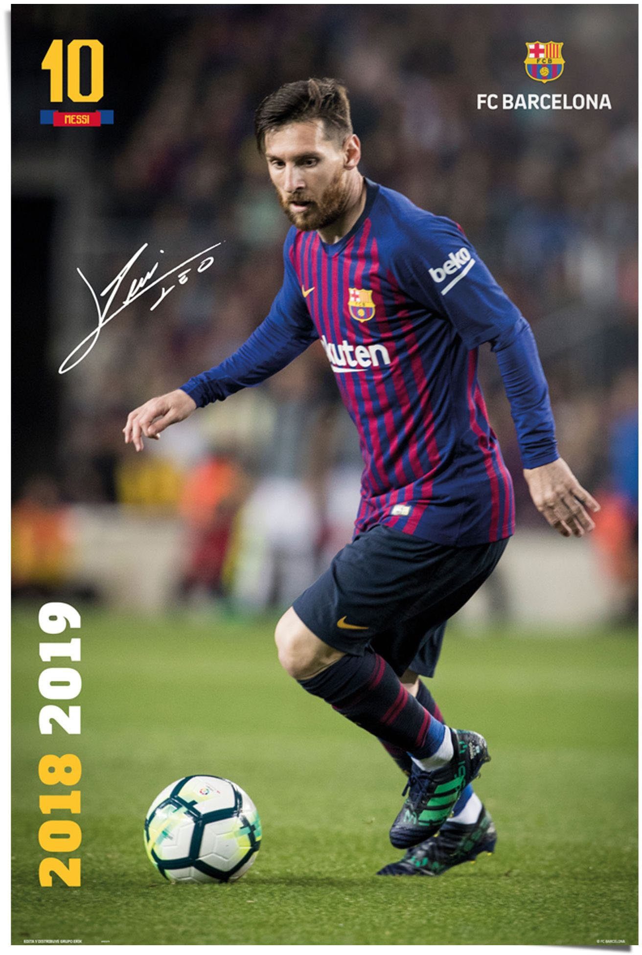 Reinders! Poster Poster FC St) (1 Messi Fußball 2018/19, Barcelona