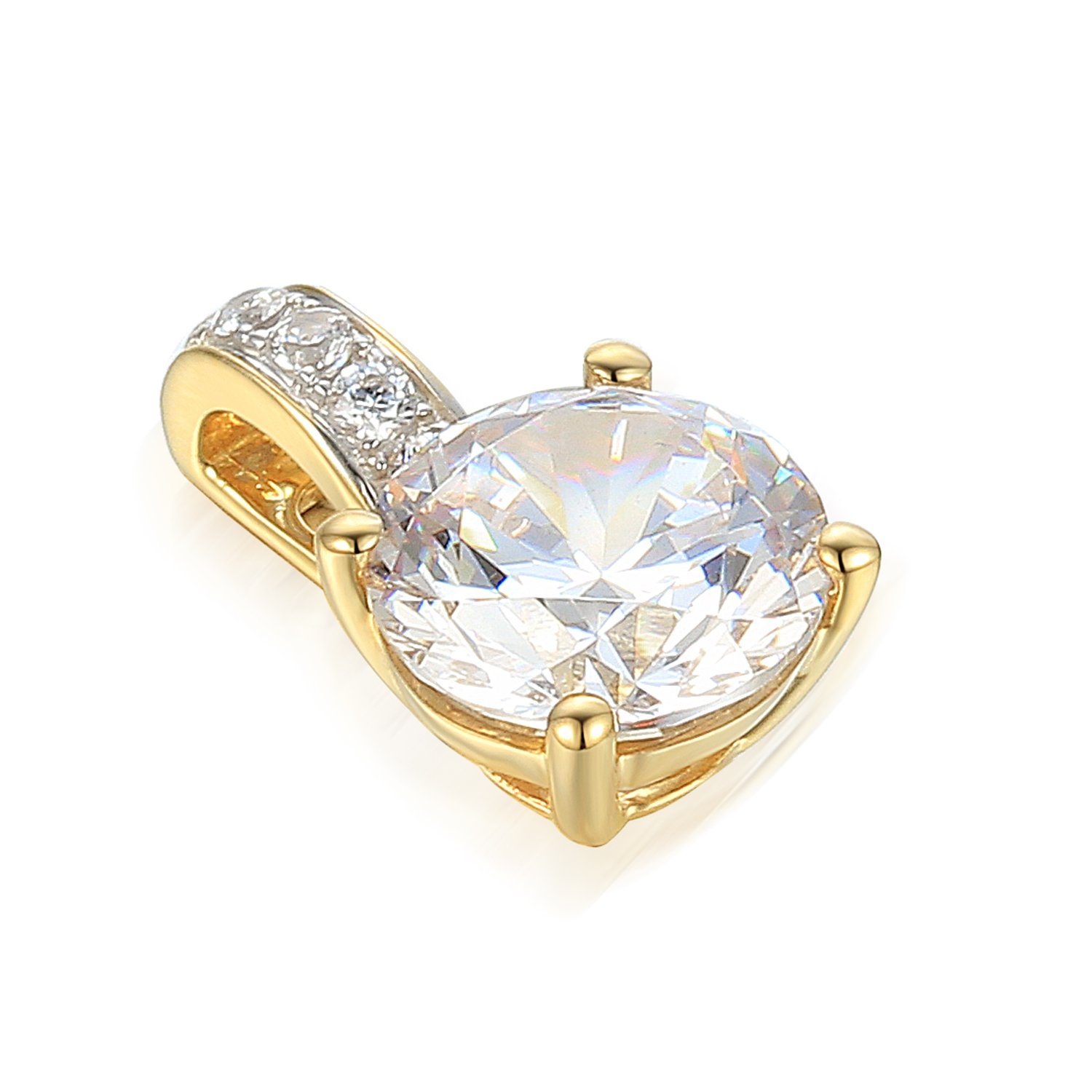Stella-Jewellery Collier 585er Gelbgold Anhänger mit Zirkonia Solitäir (inkl. Etui), Zirkonia Anhänger