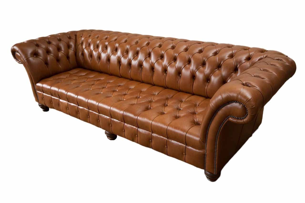 JVmoebel Chesterfield-Sofa Braunes Luxus Chesterfield Sofa für 4 Personen - Modern & Neu, Made in Europa