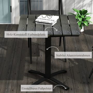 Outsunny Gartentisch Esstisch für 4 Personen (Balkontisch, 1-St., Terrassentish), für Terrasse, Alu, Grau, 70 x 70 x 76 cm