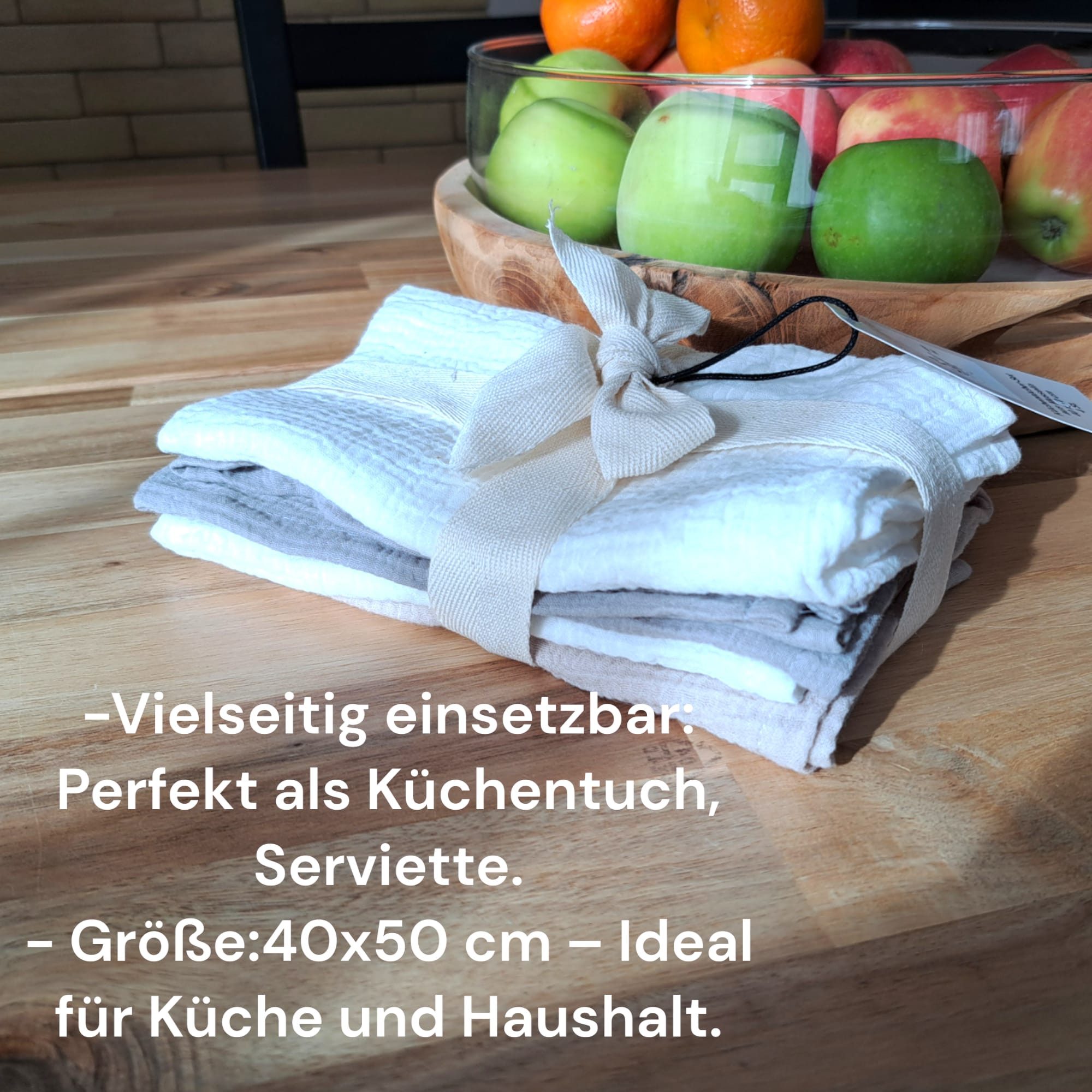 S-HubOla/SHubOla Geschirrtuch Küchentuch Tuch Musselin Baumwolle, (Set, 4-tlg., 4 Tücher), 4 Küchentücher 40 cm x 50 cm saugstark – Bild 5 von 5