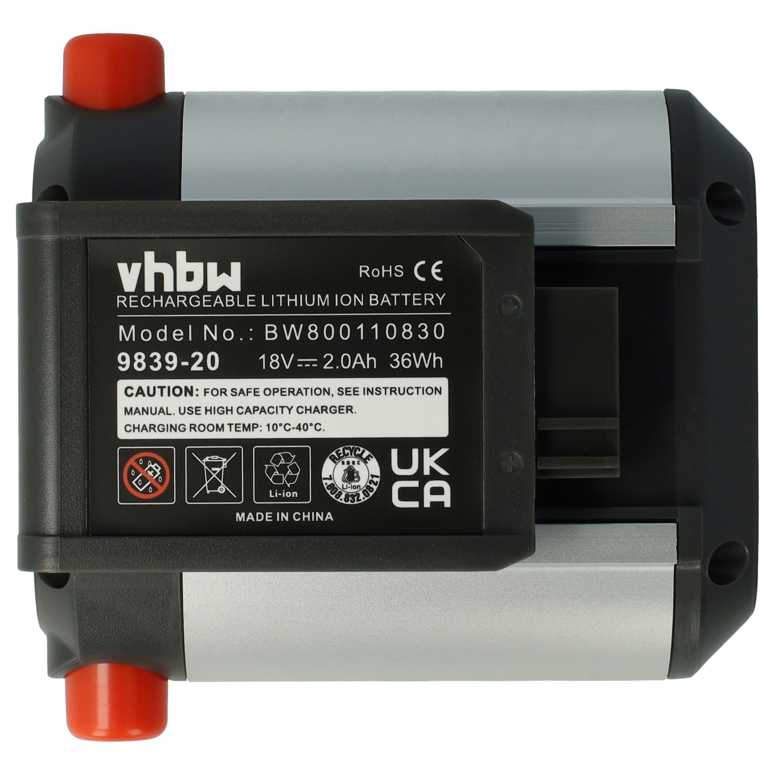 vhbw kompatibel mit Gardena PowerMax Li-18/32 5039-20 Akku Li-Ion 2000 mAh (18 V)