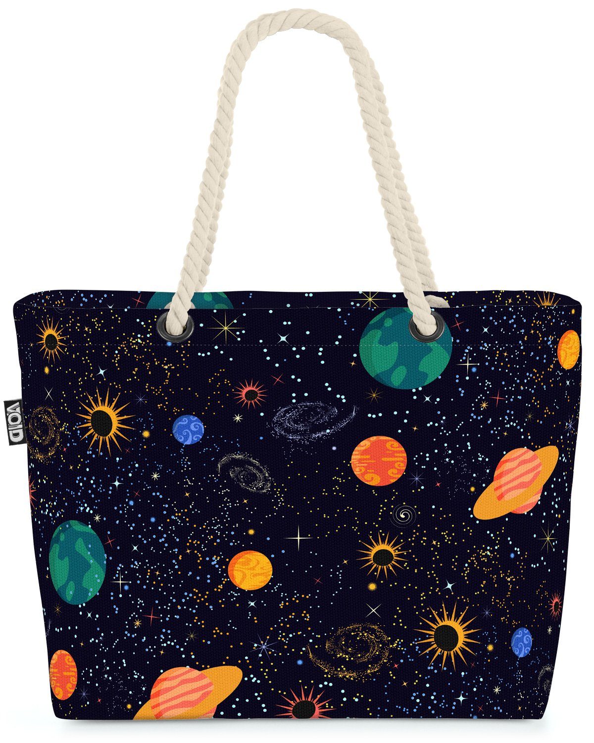 VOID Strandtasche (1-tlg), Weltall Planeten Universum Schwarz Kinder Rakete All Sterne Raumfahrt