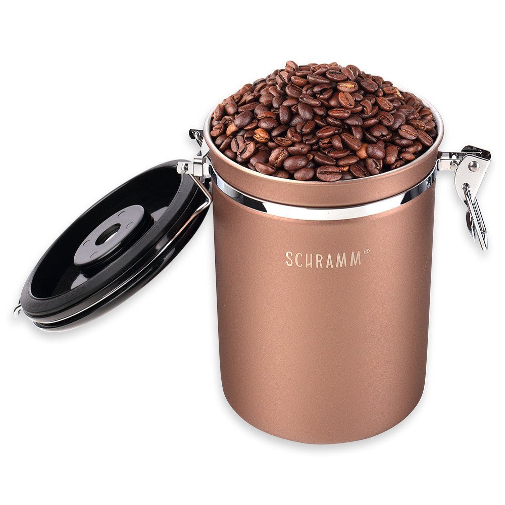 Schramm Kaffeedose in Kaffeebehälter Edelstahl mit Farben Kaffeedose aus 19cm Höhe: Dosierlöffel 1800 Kaffeedosen 10 bronze Schramm® ml