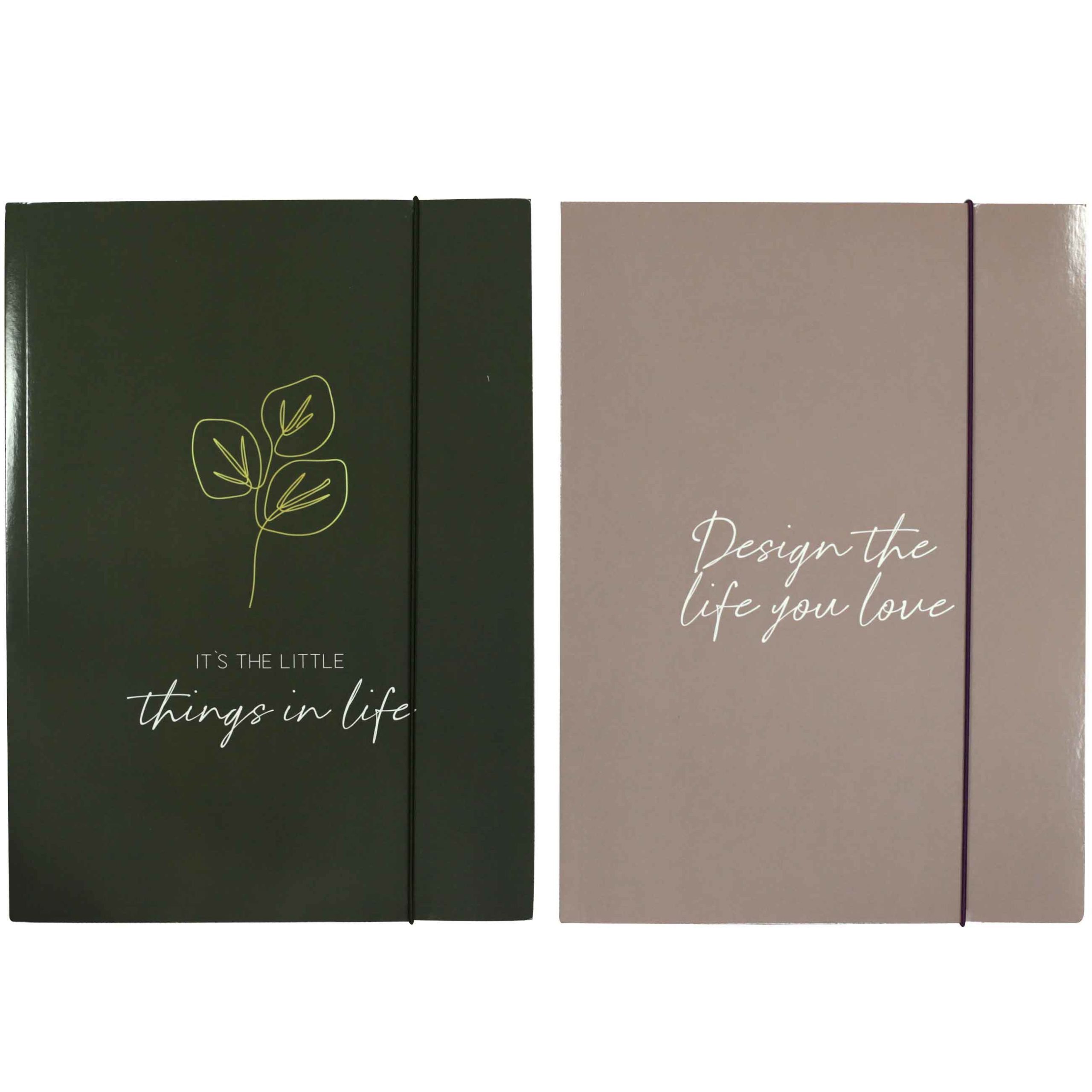 PAPIERDRACHEN Organisationsmappe 2 Mappen aus Karton - DIN A4 - Erwachsene - Mint-gold (2-St)