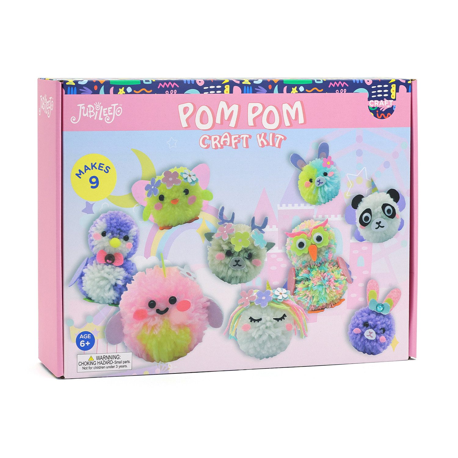 Björn&Schiller Bastelband Pompom Maker Set, DIY Bastelset für Kinder, 9 Figuren, Kreativset für Kinder ab 6 Jahren, Geschenkidee