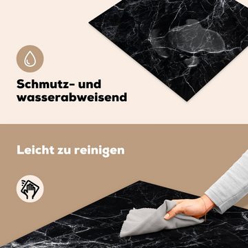MuchoWow Herdblende-/Abdeckplatte Marmor - Stein - Linie - Marmoroptik - Schwarz - Luxus, Vinyl, (1 tlg), 59x52 cm, Ceranfeldabdeckung für die küche, Induktionsmatte