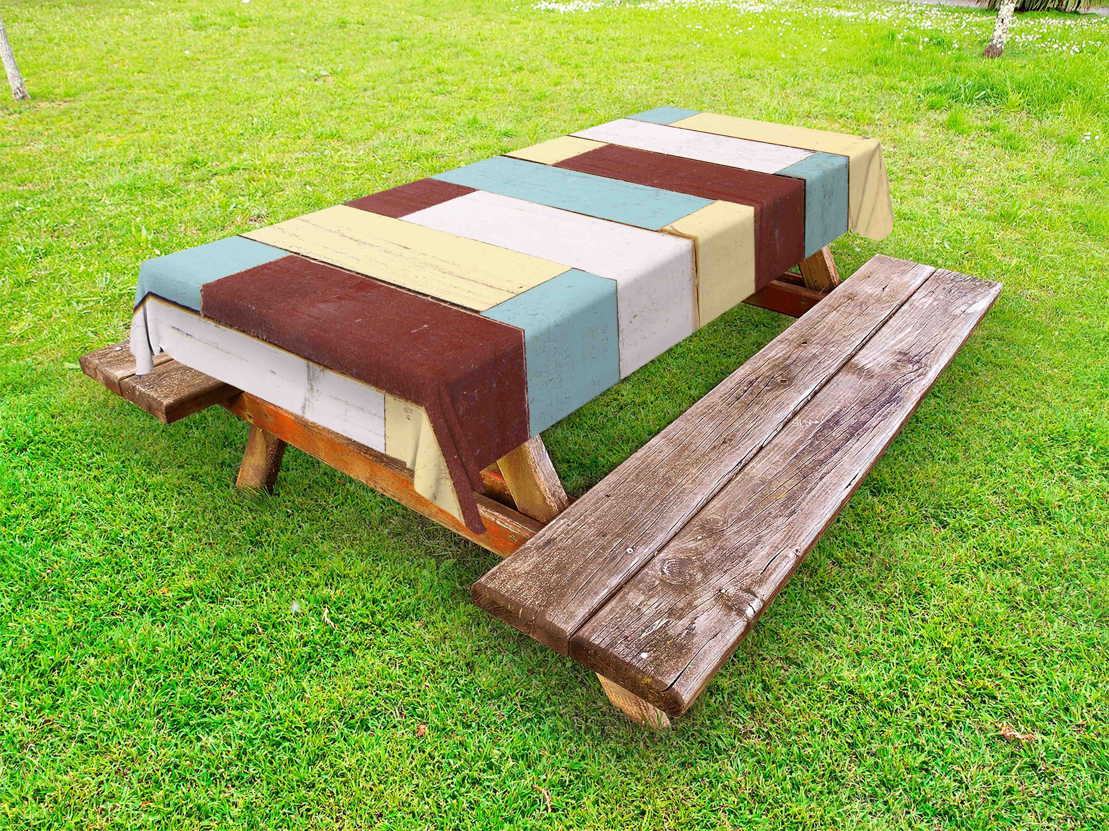 Abakuhaus Tischdecke dekorative waschbare Picknick-Tischdecke, Jahrgang Pastell Planks Holz Stil