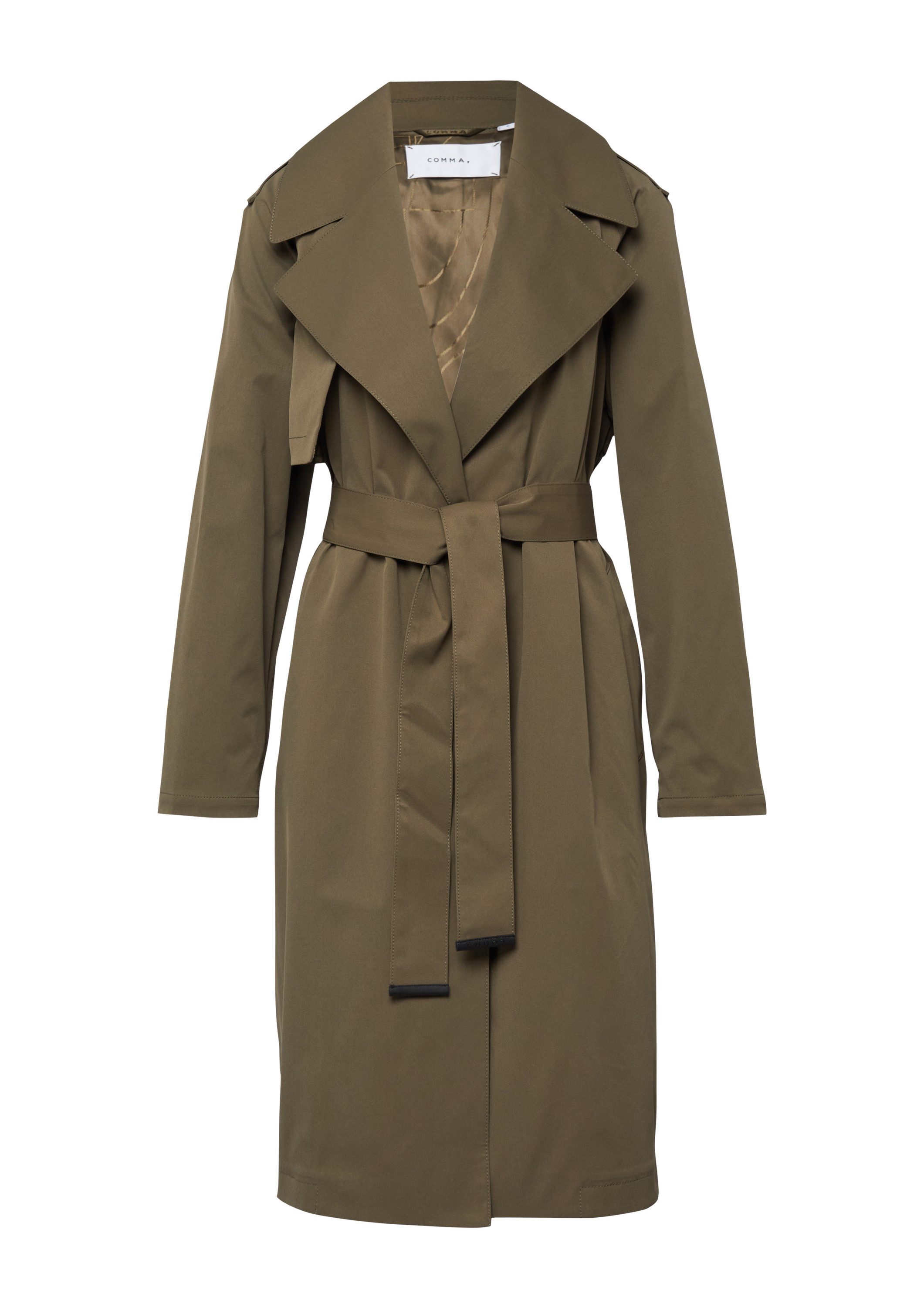 comma Trenchcoat Outdoor-Mantel Trenchcoat mit Logodetails und Bindegürtel