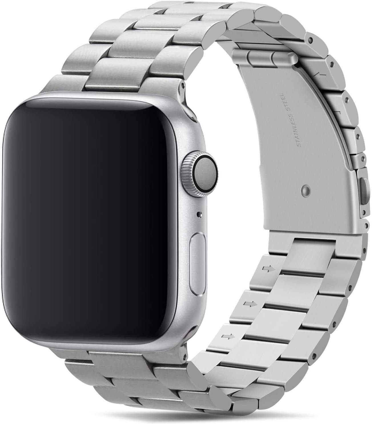 Widmann-Shop Smartwatch-Armband Apple Watch Armband Band Ersatz Edelstahl Serie 3 4 5 6 7 8 SE 38-49mm Silber
