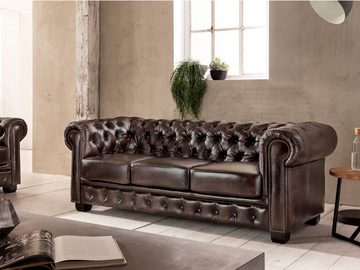 massivum Sofa Chesterfield 5-Sitzer Echtleder braun