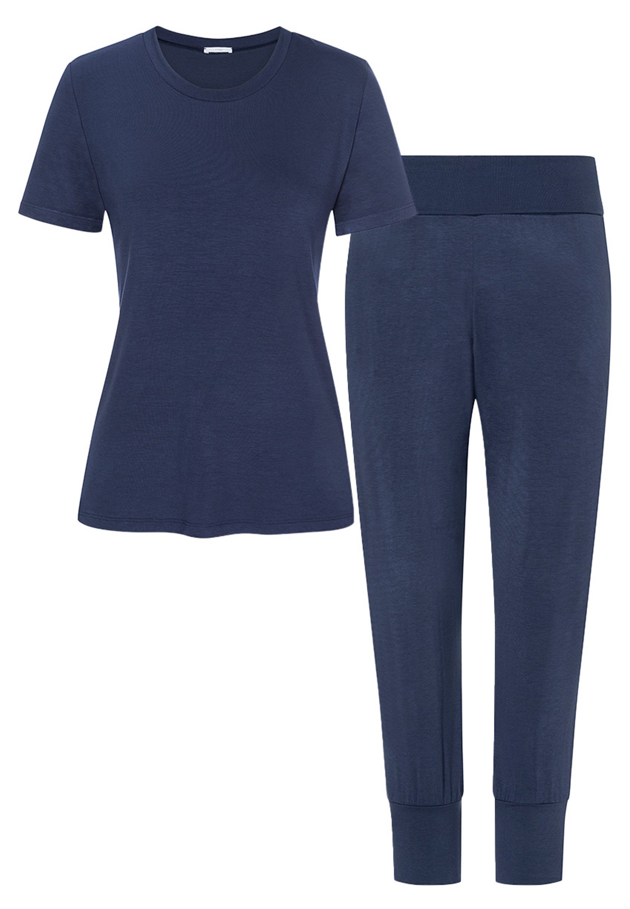 Pyjama - blue Yoga-Hose & T-Shirt Lounge 2 True Sleepy (Set, Mey und tlg) Set 7/8 Schlafanzug im Easy