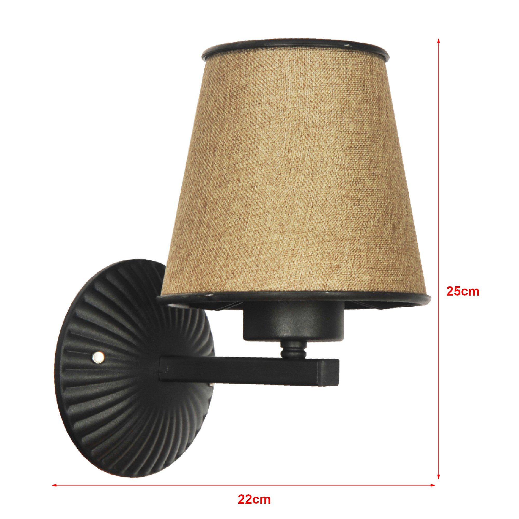 lux.pro Wandleuchte, ohne Leuchtmittel, Braun-Beige Lampenschirm Metall 1 E27 Stoff »Bacup« aus Wandlampe x