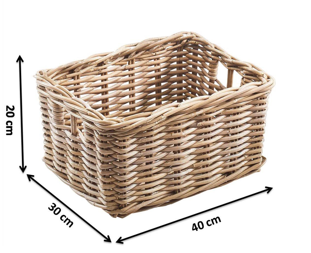 Kobolo Aufbewahrungskorb Rattankorb Kubu grau eckig 40x30x20 cm günstig online kaufen