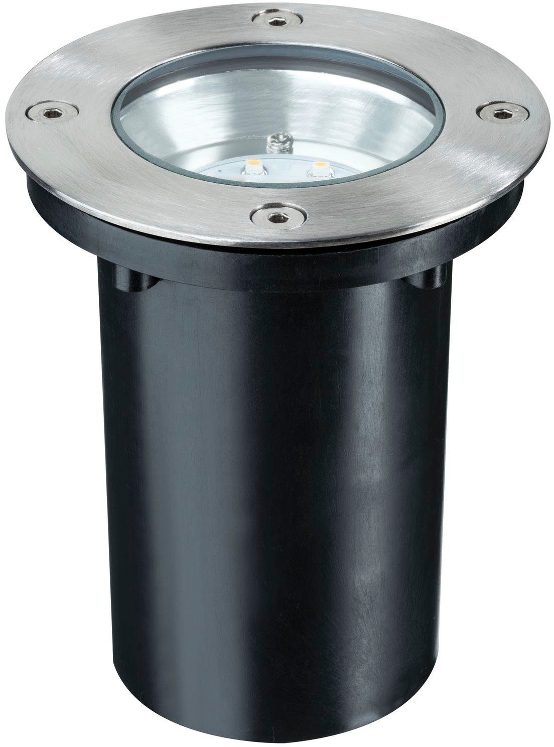Paulmann LED Einbauleuchte Outdoor 230V Boden rund LED 1,2W 2700K 110mm Edelstahl/Metall, LED fest integriert, Warmweiß, Outdoor 230V Boden rund LED 1,2W 2700K 110mm Edelstahl/Metall