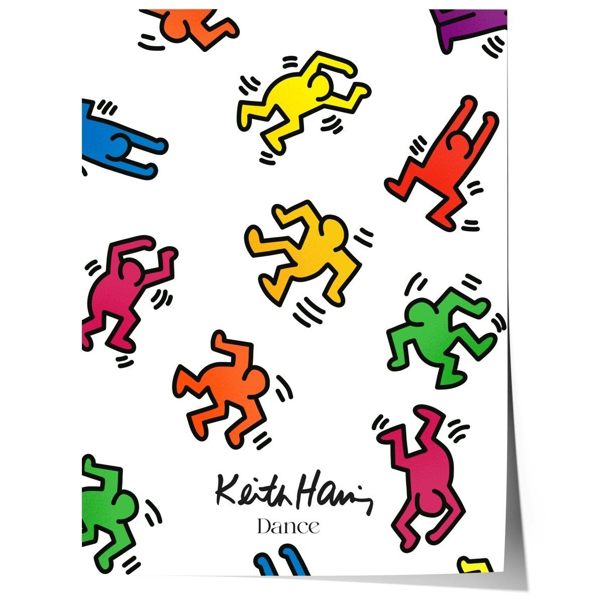 JUSTGOODMOOD Poster Tanzende Figuren Pop Art Bunte Street Art llustration Moderne Grafik K, (1 St)