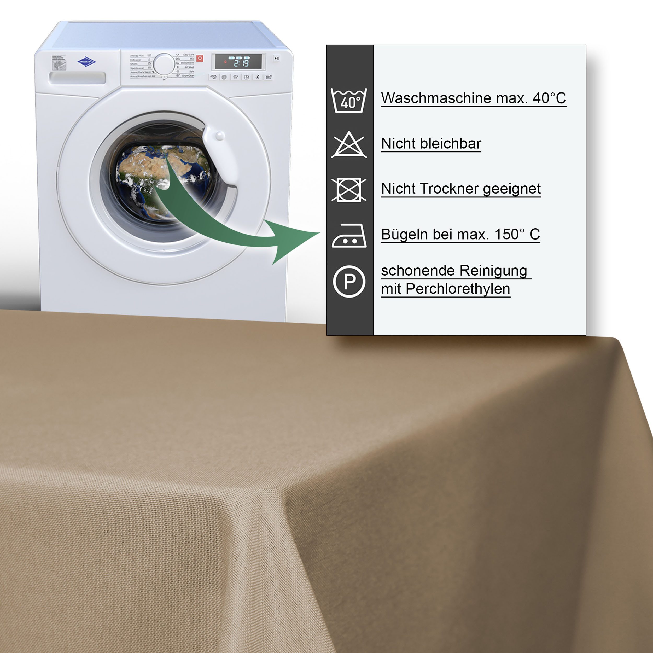 Haus und Deko Tischdecke Tischdecke Leinenoptik 90x90 cm eckig beschichtet wasserabweisend (1-tlg)