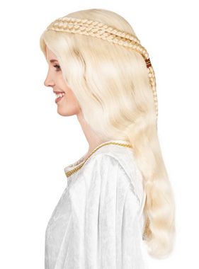 Maskworld Kostüm-Perücke Prinzessin Perücke, Blonde Langhaarperücke mit geflochtenen Zöpfen