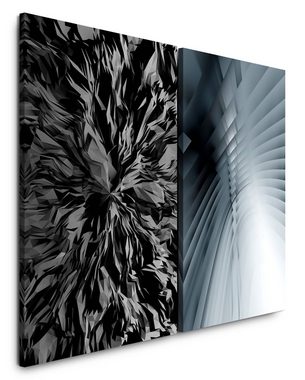 Sinus Art Leinwandbild 2 Bilder je 60x90cm Abstrakt 3d Wellen Schwingungen Modern Technik Energie