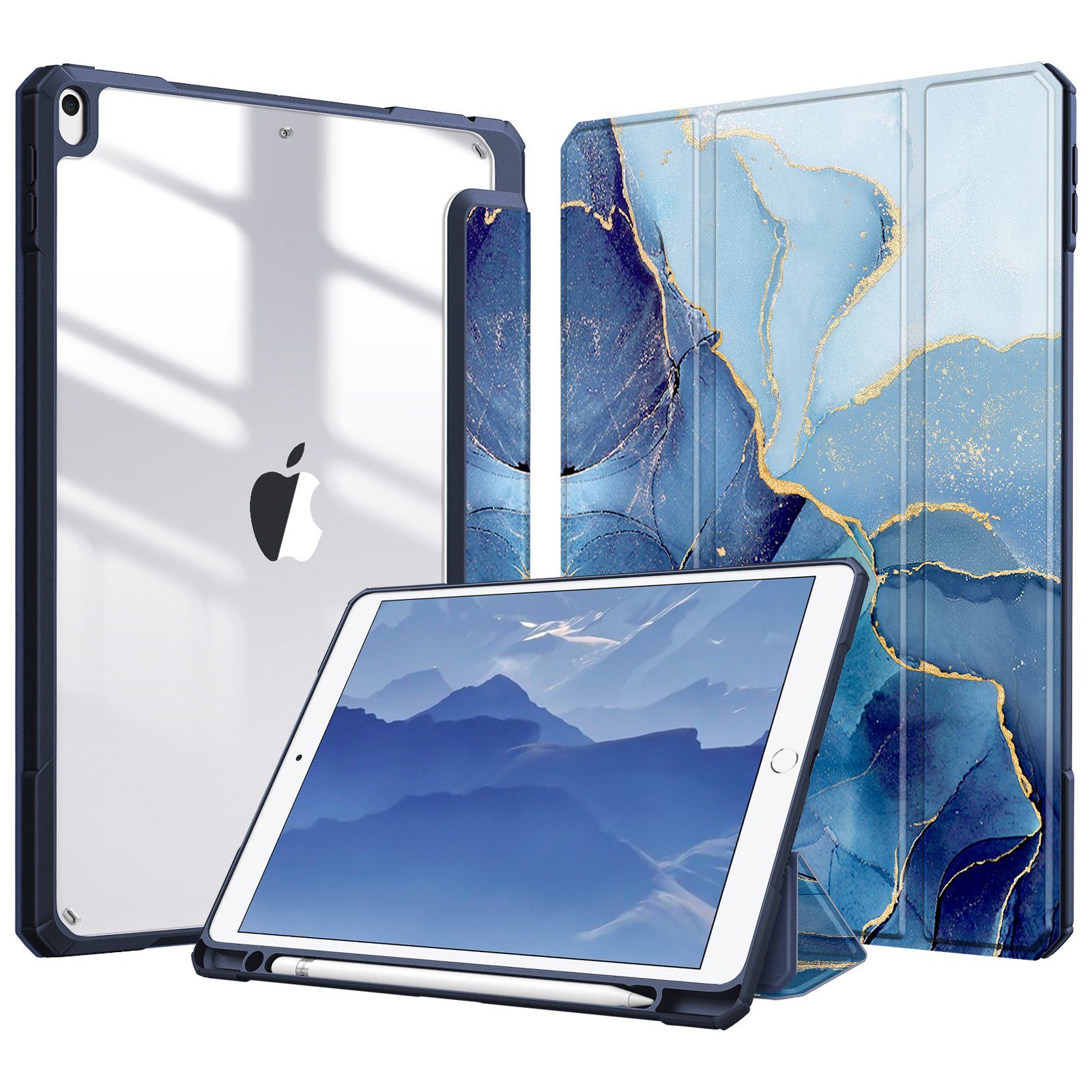 Fintie Tablet-Hülle Hybrid Hülle für iPad Air 2019 (3. Generation) / iPad Pro 10.5 2017 10,5 Zoll, [Eingebauter Stifthalter] Stoßfeste Abdeckung mit Klar Hartschalen