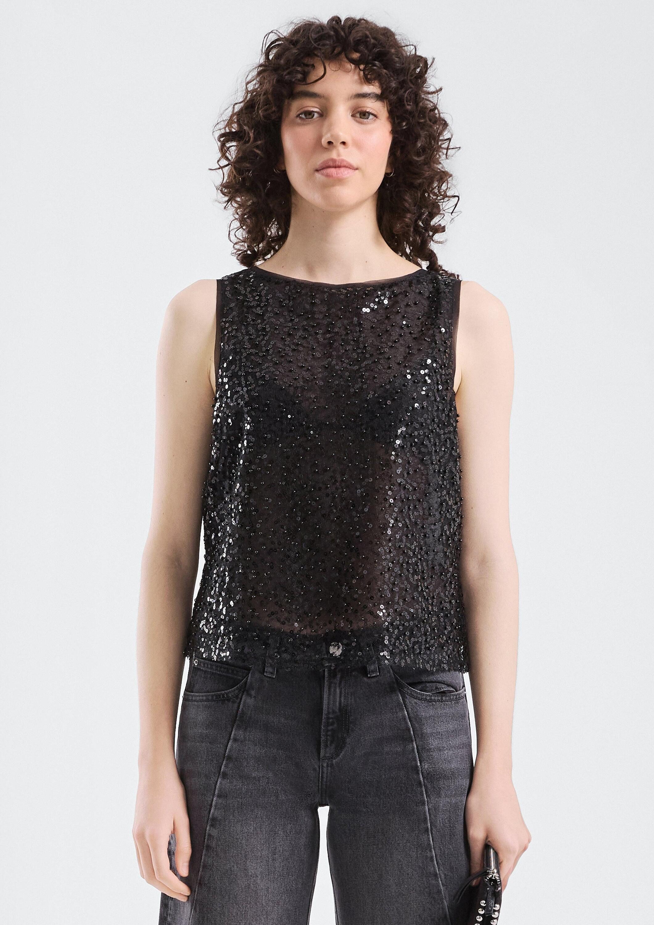 QS Blusentop Bluse Paillettentop günstig online kaufen