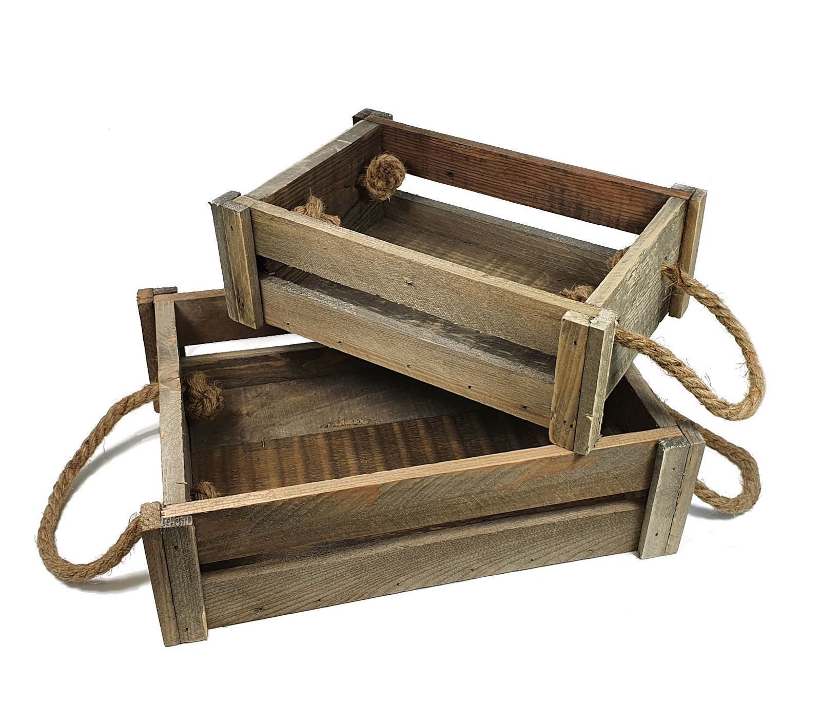 Intertoys Aufbewahrungsbox Deko-Holzkisten 2er-Set Dekokiste Holzbox Obstkiste Weinkiste Aufbewah
