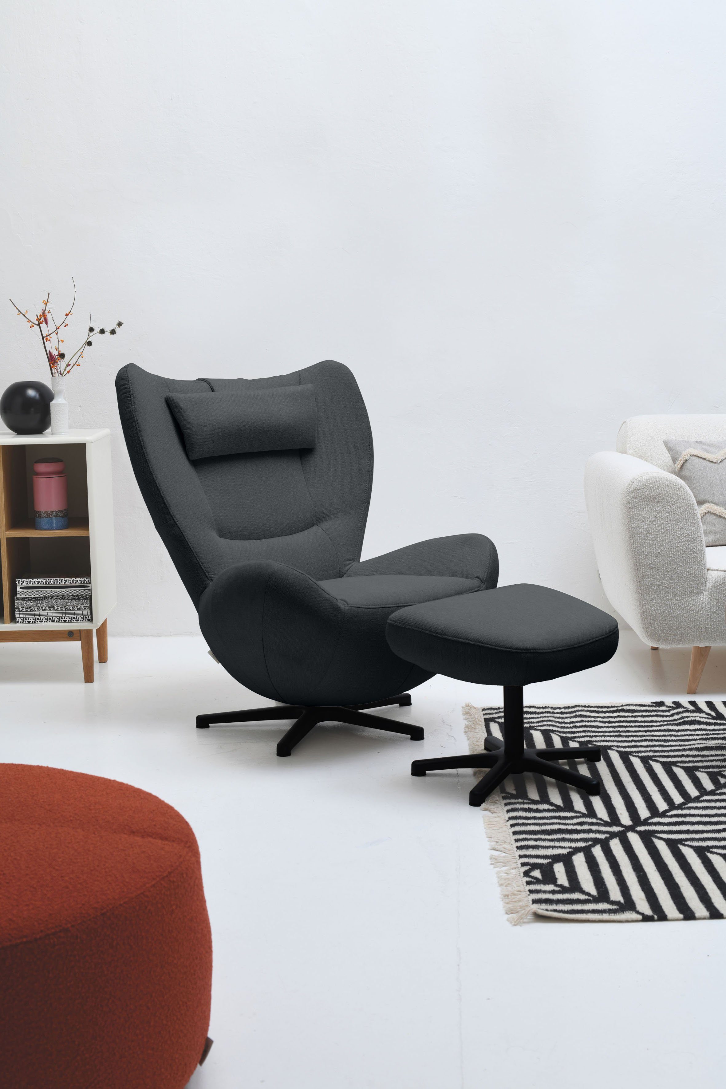 TOM TAILOR HOME Schwarz mit Loungesessel PURE, in TOM Metall-Drehfuß