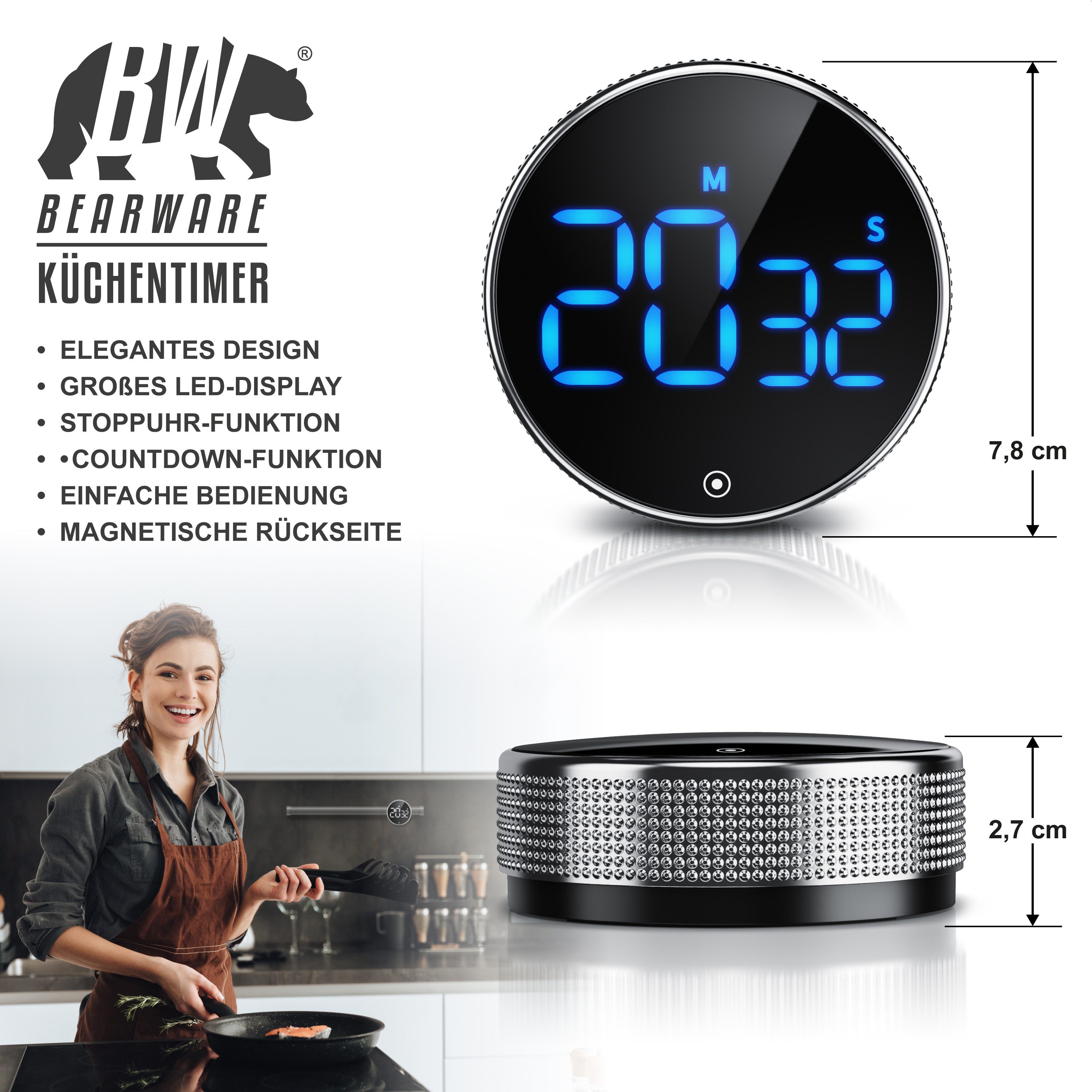 BEARWARE Küchentimer Digital, Küchenwecker Eieruhr, LED Display, Countdown, günstig online kaufen