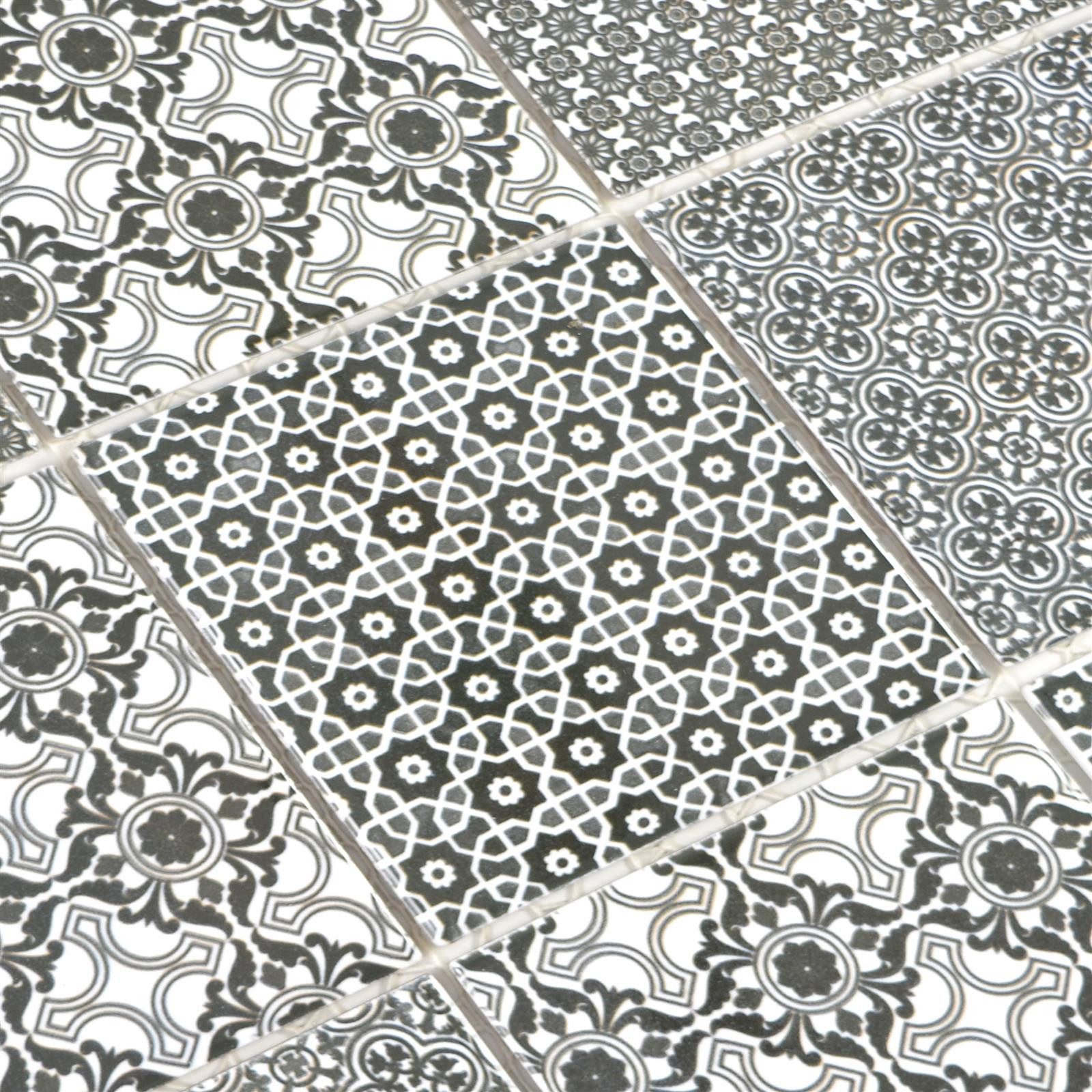 Mosafil Mosaikfliesen Keramik Mosaikfliesen Daymion Retrooptik Quadrat 97 Schwarz, Keramik 29.700x29.700, schwarz, Wasserfest