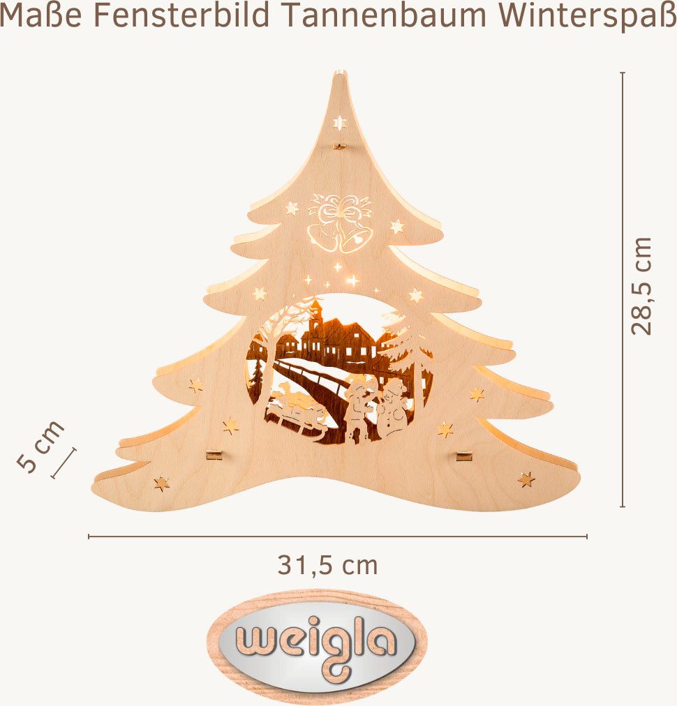 Weigla Dekobaum beleuchtetes Fensterbild Tannenbaum Winterspaß, günstig online kaufen